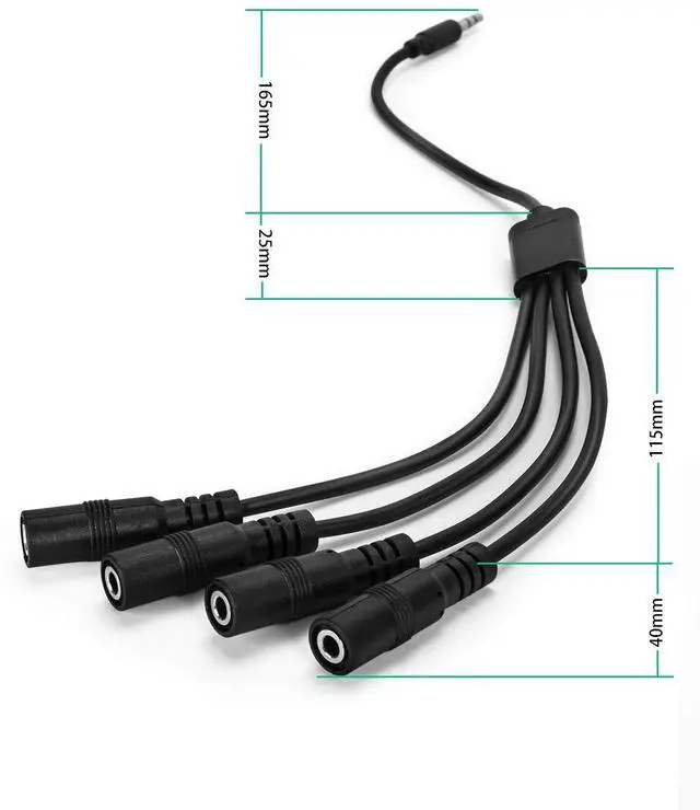 Alt view image 2 of 6 - 3.5mm Headphone Splitter Cable,1/8 Inch AUX Stereo Jack Audio Splitter 1 Male to 2 3 4 Female Adapter Cable for Mp3 Player Mobile Phone Laptop, PC Headphone Speakers(Black)