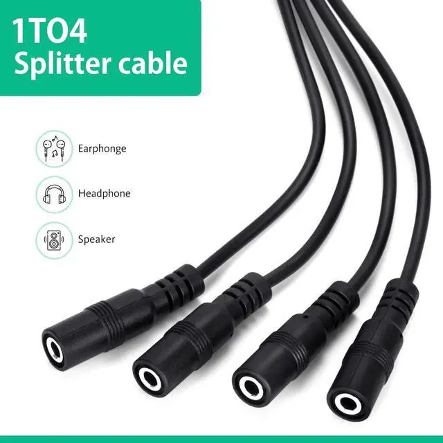 Alt view image 3 of 6 - 3.5mm Headphone Splitter Cable,1/8 Inch AUX Stereo Jack Audio Splitter 1 Male to 2 3 4 Female Adapter Cable for Mp3 Player Mobile Phone Laptop, PC Headphone Speakers(Black)