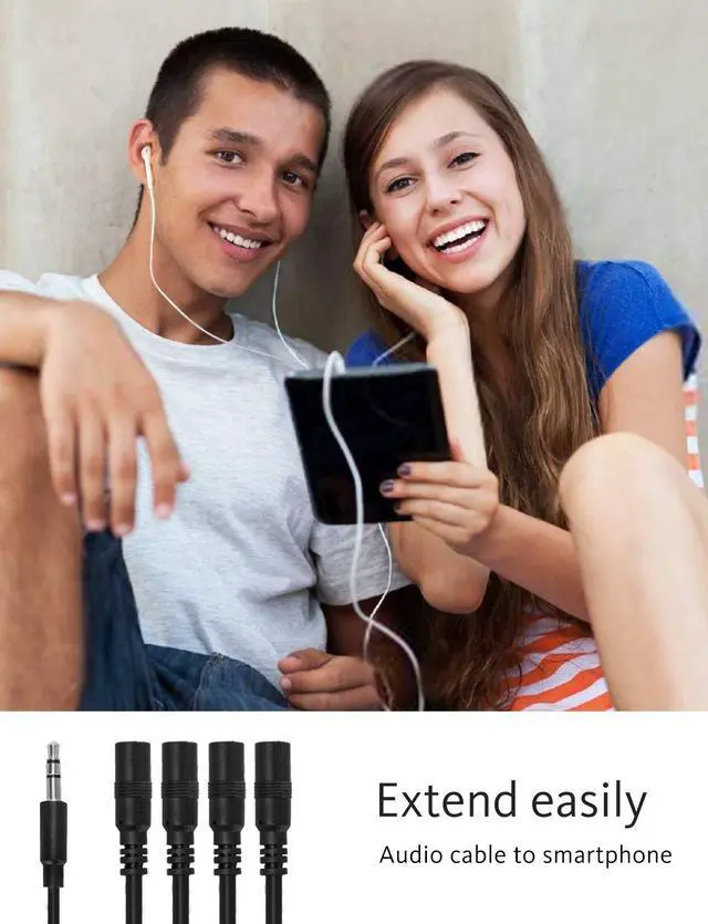 Alt view image 6 of 6 - 3.5mm Headphone Splitter Cable,1/8 Inch AUX Stereo Jack Audio Splitter 1 Male to 2 3 4 Female Adapter Cable for Mp3 Player Mobile Phone Laptop, PC Headphone Speakers(Black)