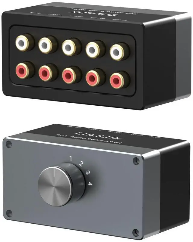 Main image of AS-R4 4-Channel RCA Audio Selector, Bidirectional 4-Way Stereo RCA Aux Switcher, 1-Input to 4-Output / 4-Input to 1-Output