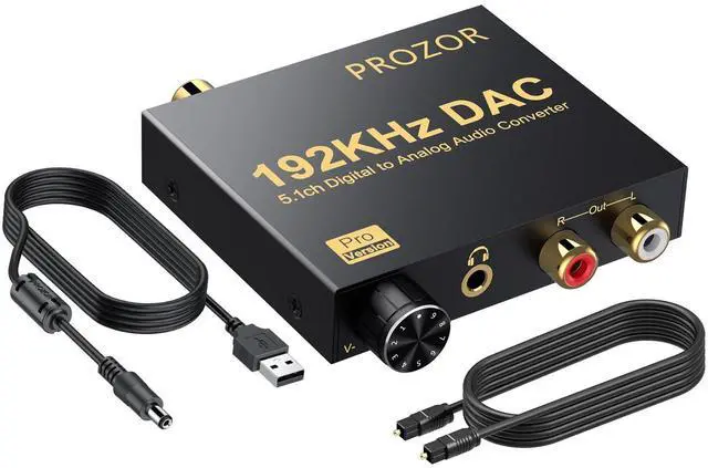 Main image of 192kHz Digital to Analog Audio Converter - Converts Dolby AC-3 DTS 5.1CH Digital Audio to Stereo Analog Output, Optical to L/R DAC Decoder, DAC Converter SPDIF TOSLINK to Stereo L/R & 3.5mm