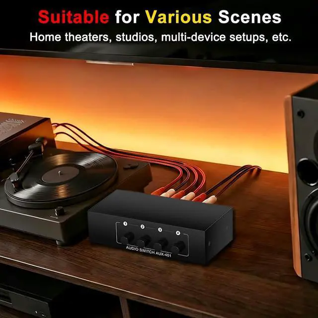 Alt view image 5 of 7 - 3.5mm Aux + RCA L/R Bi-Directional Stereo Audio Switch 4 in 1 Out A/B Analog Audio Switcher Selector