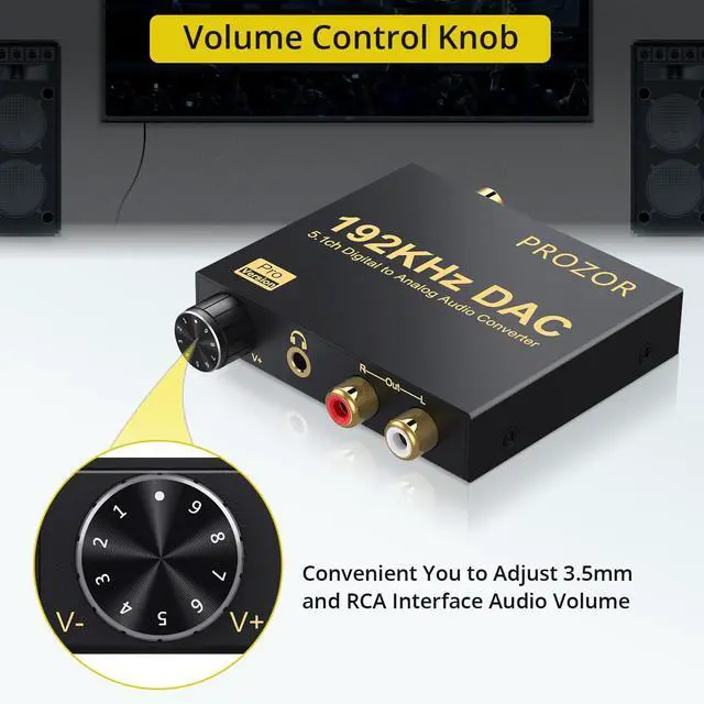 Alt view image 4 of 7 - 192kHz Digital to Analog Audio Converter - Converts Dolby AC-3 DTS 5.1CH Digital Audio to Stereo Analog Output, Optical to L/R DAC Decoder, DAC Converter SPDIF TOSLINK to Stereo L/R & 3.5mm