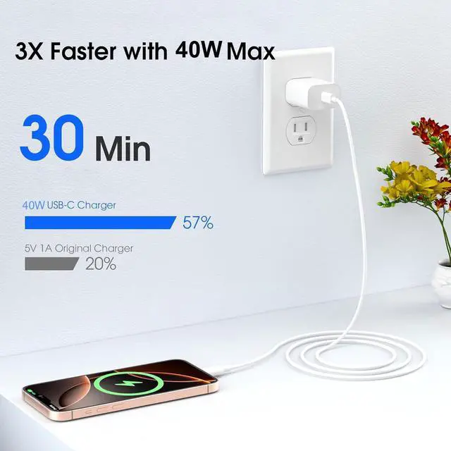 Alt view image 4 of 7 - i Phone 17 16 Fast Charger, USB Charging Block, Type C Power Adapter with C to c Cable, Suitable for iPhone iPhone 17/17 Air/17 Pro Max/16/15 3 Pack