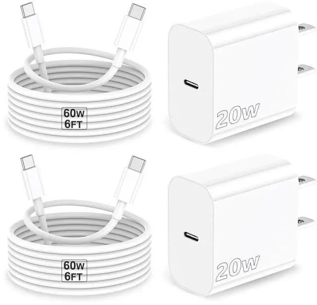 Main image of iPhone 17 Charger, 2Pack 20W Type C Charger Fast Charging Block with USB C Charger Cable 6FT for iPhone17/ 17 air/ 17 Pro/ 17 Pro Max, iPhone 16 Pro Max/ 15 Pro Max Charger, iPad 12.9/11, iPad Air/Pro