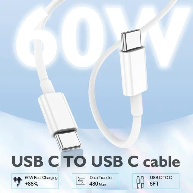 Alt view image 3 of 7 - iPhone 17 Charger, 2Pack 20W Type C Charger Fast Charging Block with USB C Charger Cable 6FT for iPhone17/ 17 air/ 17 Pro/ 17 Pro Max, iPhone 16 Pro Max/ 15 Pro Max Charger, iPad 12.9/11, iPad Air/Pro