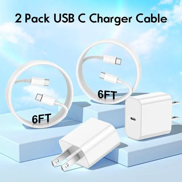 Alt view image 4 of 7 - iPhone 17 Charger, 2Pack 20W Type C Charger Fast Charging Block with USB C Charger Cable 6FT for iPhone17/ 17 air/ 17 Pro/ 17 Pro Max, iPhone 16 Pro Max/ 15 Pro Max Charger, iPad 12.9/11, iPad Air/Pro