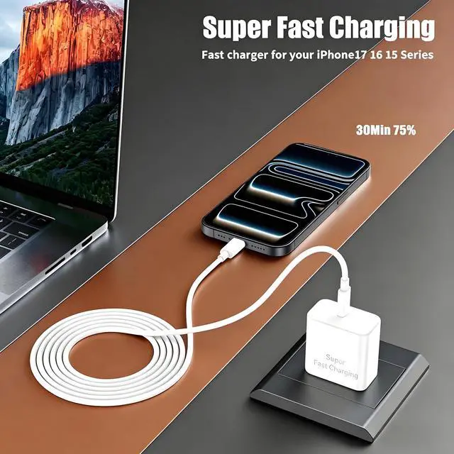 Alt view image 2 of 7 - iPhone 17 16 Pro Max Charger Fast Charging, Super Fast USB C Chargers for iPhone 16 (6FT+6FT+10FT) Type C Chargers Cord with Fast Charger Block for iPhone 17/16/15 Series/iPad/ GalaxyS26/S25