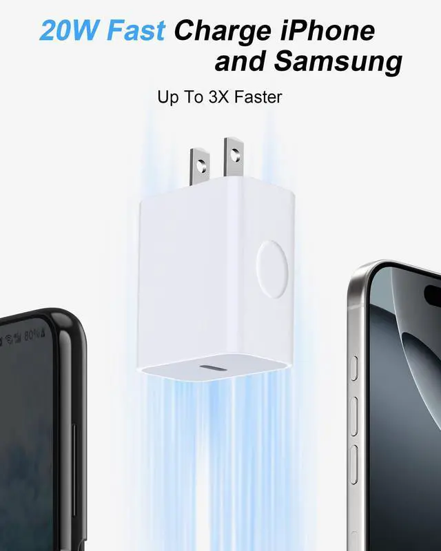 Alt view image 2 of 7 - iPhone 16e 17e Charger Fast Charging for iPhone 17Pro Max/17e/17/16/16e/16Pro/15/15Pro, 20W Fast USB C Power Adapter with 6Ft USB C Charging Cable Cord, Type C Charger Block Wall Cube for Apple iPad