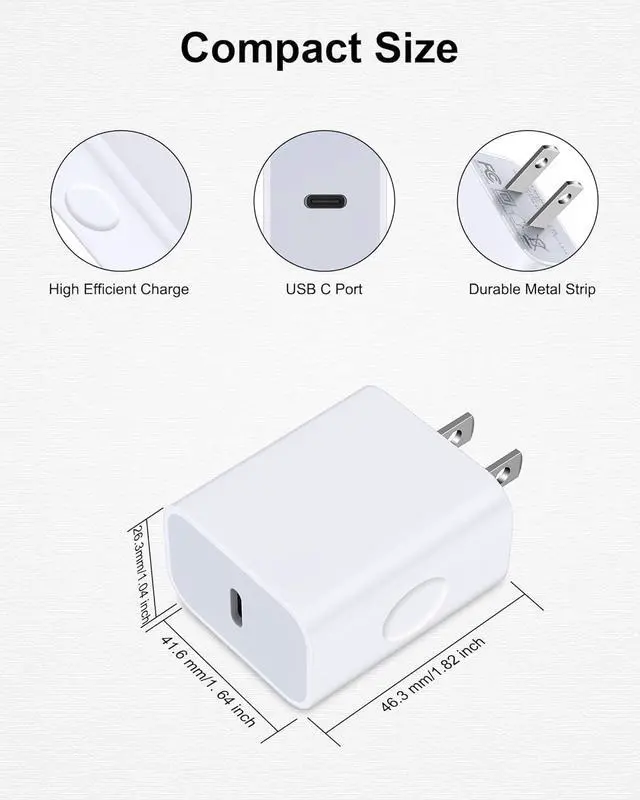 Alt view image 5 of 7 - iPhone 16e 17e Charger Fast Charging for iPhone 17Pro Max/17e/17/16/16e/16Pro/15/15Pro, 20W Fast USB C Power Adapter with 6Ft USB C Charging Cable Cord, Type C Charger Block Wall Cube for Apple iPad