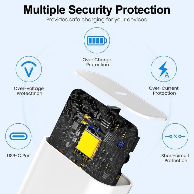 Alt view image 3 of 7 - 20W USB C Charger Block for Apple iPhone 17 16 15,USB C Charger Fast Charging Type-C Power Adapter Wall Plug for iPhone 17/16/15/14/13/12/11 Pro Max Series/Apple iWatch/AirPods