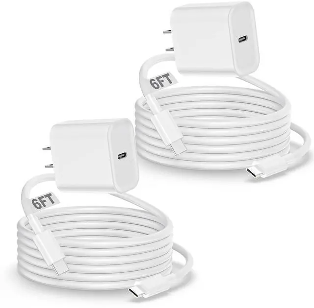 Main image of iPhone 17 16 15 Charger Fast Charging, 2Pack 20W Apple Type C Wall Charger Travel Block with 6FT Long USB C to USB C Fast Charging Cable Cord for iPhone 17/17Pro/Pro Max/17 Air/16 15 Pro/Pro Max, iPad