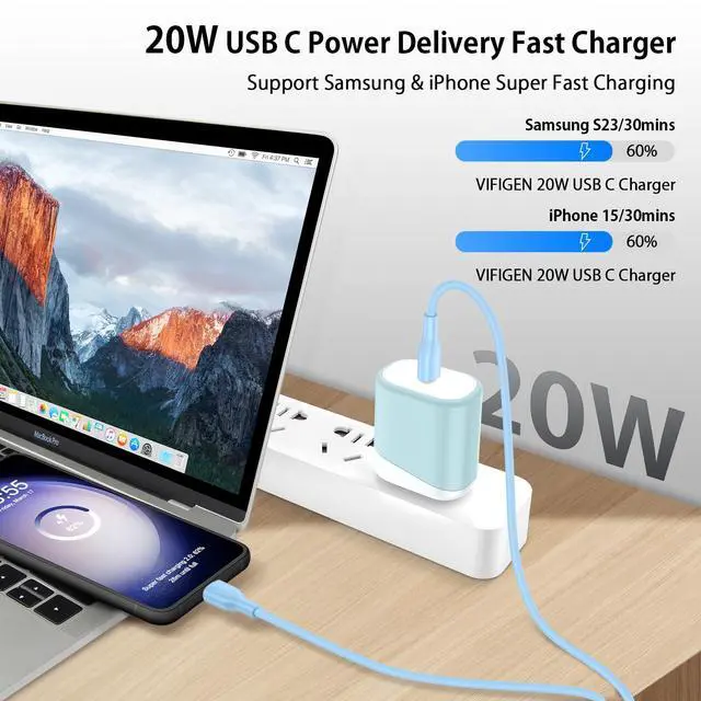Alt view image 2 of 7 - for iPhone 17e Fast Charger Block for iPhone 17e/17/Air/17 Pro/17 Pro Max/16e/16 Pro Max/16 Pro/16 Plus/16/15 Pro Max Plus,iPad Pro Air,USBC Type C Charging Block for Samsung Galaxy A17 S26,Pixel 10a