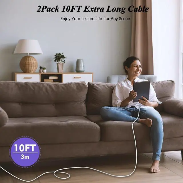 Alt view image 7 of 7 - iPad Fast Charger,2Pack USB C Charging Block Wall Plug Adapter & 10FT USB C to C Cable Cord for iPad Pro 13(M4)/iPad Pro 12.9/11 in 2018-2025,iPad Air M3/M2/5th/4th,iPad 11th A16/10th/Mini 7/Mini 6th