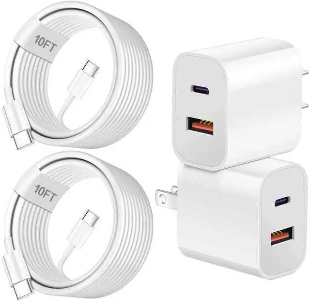 Main image of Dual Port A/C Charger for iPhone 17 16 15,Type C Charger Fast Charging Block,2Pack Quick USB C Wall Chargers Adapter,10FT USB C Charging Cable for iPhone 17/17 Pro Max/17 Air/16 Pro/16e/15 Plus/15 Pro