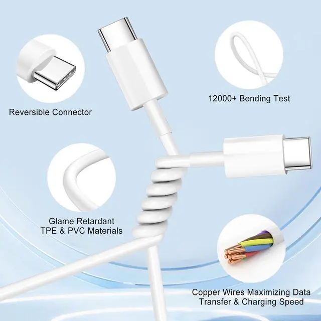 Alt view image 5 of 7 - Dual Port A/C Charger for iPhone 17 16 15,Type C Charger Fast Charging Block,2Pack Quick USB C Wall Chargers Adapter,10FT USB C Charging Cable for iPhone 17/17 Pro Max/17 Air/16 Pro/16e/15 Plus/15 Pro