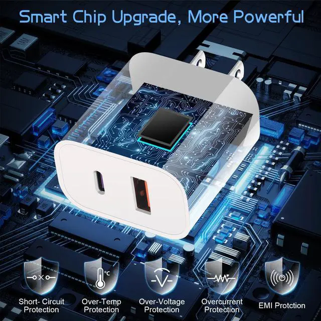 Alt view image 4 of 7 - Dual Port A/C Charger for iPhone 17 16 15,Type C Charger Fast Charging Block,2Pack Quick USB C Wall Chargers Adapter,10FT USB C Charging Cable for iPhone 17/17 Pro Max/17 Air/16 Pro/16e/15 Plus/15 Pro