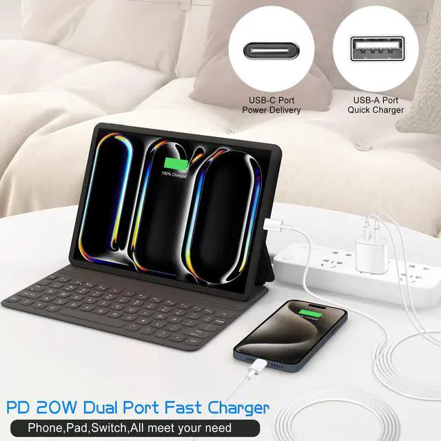 Alt view image 6 of 7 - Dual Port A/C Charger for iPhone 17 16 15,Type C Charger Fast Charging Block,2Pack Quick USB C Wall Chargers Adapter,10FT USB C Charging Cable for iPhone 17/17 Pro Max/17 Air/16 Pro/16e/15 Plus/15 Pro