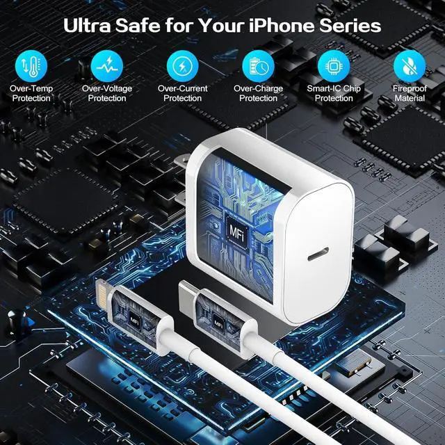 Alt view image 3 of 6 - iPhone Charger Fast Charging Block,2Pack Quick Apple iPhone Wall Charger,Super Fast Apple Phone Chargers Power Adapter,10FT Long USB C to Lightning Cable for iPhone14/14 Pro Max/13 Pro/12 MiNi/11/XR/X