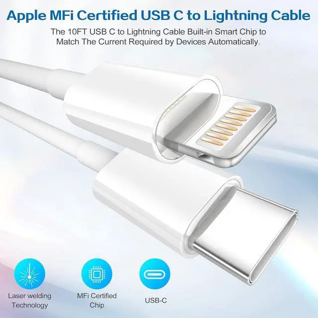 Alt view image 4 of 6 - iPhone Charger Fast Charging Block,2Pack Quick Apple iPhone Wall Charger,Super Fast Apple Phone Chargers Power Adapter,10FT Long USB C to Lightning Cable for iPhone14/14 Pro Max/13 Pro/12 MiNi/11/XR/X