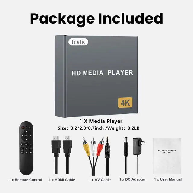 Alt view image 6 of 7 - 4K Digital Media Player with USB Drives/SD Cards Port, HDMI/AV Output, Digital Signage, Ultra HD 4K @30Hz, H.265/HEVC, MP4, Looping, Auto Playback, Grey