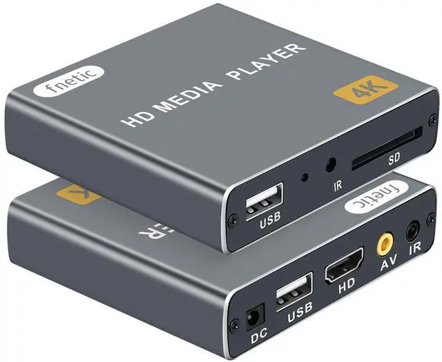Main image of 4K Ultra HD Digital Media Player for USB Drives/SD Cards, Digital Signage, Auto Play and Resume, H.265/HEVC, MP4, MKV, Analog AV/HDMI Port (Grey)