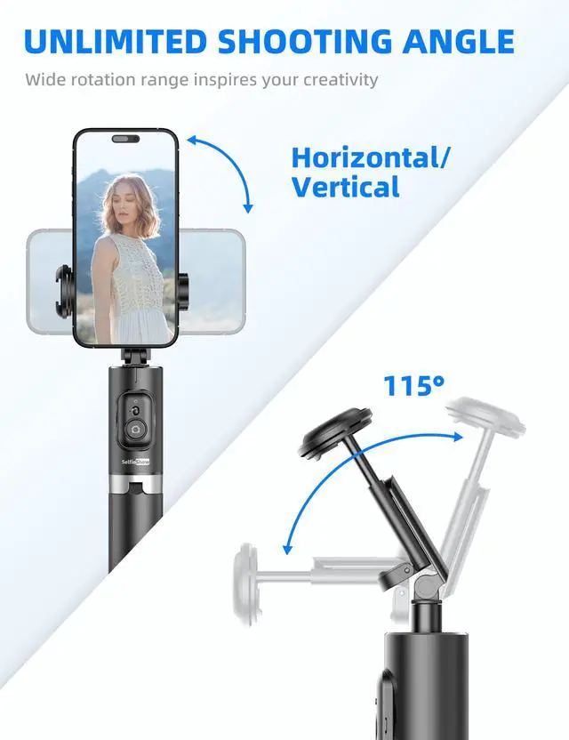 Alt view image 6 of 7 - 72" Cell Phone Selfie Stick Tripod, Aluminum Selfie Stick All-in-1 with Integrated Remote, Extendable Travel Smartphone Tripod Stand Compatible with iPhone 17/16/15/14/13/Android