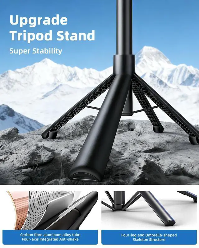 Alt view image 4 of 6 - Auto Face Tracking Selfie Stick Tripod for iPhone with Light 360° Rotation That Follows Your Movement 70.9" Camera Tripod Stand with Remote for Content Creator Vlog Live Stream Video Recording