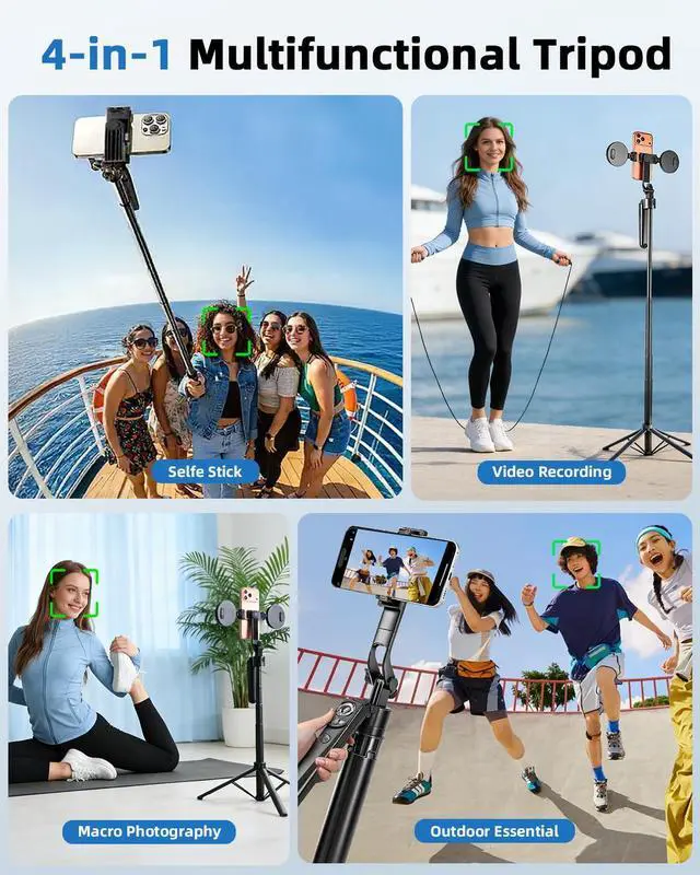 Alt view image 5 of 6 - Auto Face Tracking Selfie Stick Tripod for iPhone with Light 360° Rotation That Follows Your Movement 70.9" Camera Tripod Stand with Remote for Content Creator Vlog Live Stream Video Recording