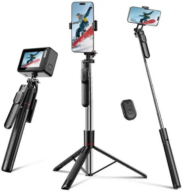 Main image of 67" Cell Phone Tripod Stand & Selfie Stick with Wireless Remote, All in One Multifunctional Selfie Stick Tripod for iPhone Android Action Camera GoPro Insta360 DJI OSMO Pocket 3 Accessories