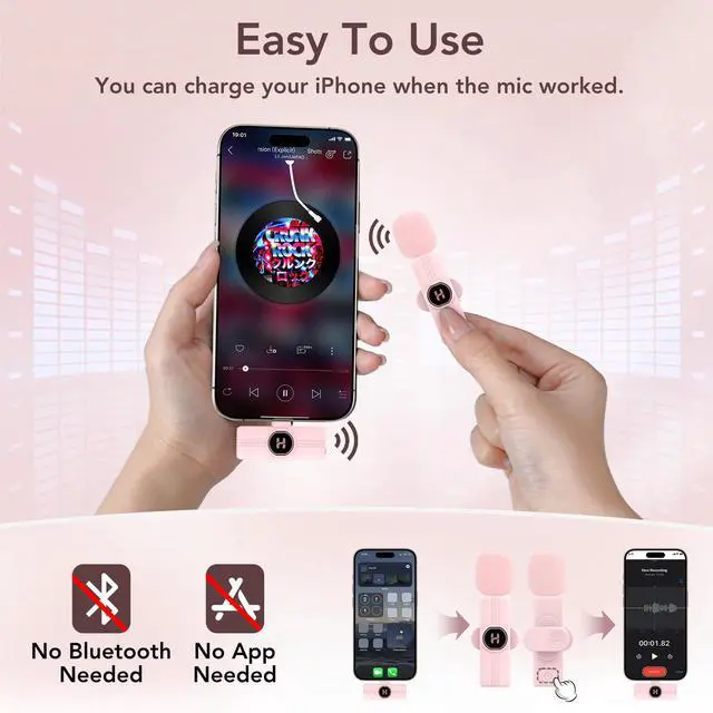Alt view image 7 of 7 - Mini Wireless Lavalier Microphone for iPhone 15 16, iOS and Android Devices - USB C Noise Reduction Lapel Mic for Recording, Clip Omni Lav Mic Microfono for Video Recording, Tiktok, Youtube, Vlog