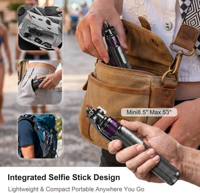 Alt view image 6 of 7 - Magnetic Tripod for iPhone with 1/4" Screw, 53" Foldable MagSafe Selfie Stick Tripod with Remote & Metal Ring, 4-Leg Stable Phone & Camera Tripod for Video Recording, Gym,Vlogging,TikTok,Travel, Black