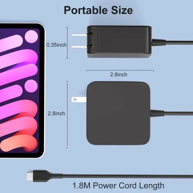 Alt view image 5 of 7 - 65W USB-C Laptop Charger Compatible with Asus ZenBook 13 S13 14 Chromebook C302C C213 C214 C436 C523 ExpertBook B9450FA Q408UG UX390UA UX325 ADL-65A1 Foldable Plug Type-C Fast Charging AC Adapter