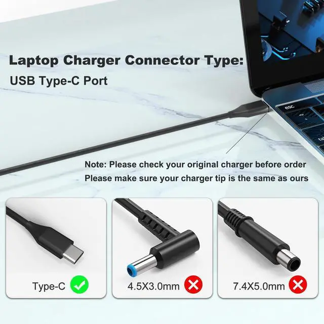 Alt view image 6 of 7 - 65W 45W USB C Laptop Charger Compatible with ASUS ZenBook 14 13 S13 C213 C214 C523 C436 C302C T302 UX371 UX490 UX390UA ADP-45EW B, ROG Ally Xbox R1 Z1 X Foldable Plug Type C Power Adapter