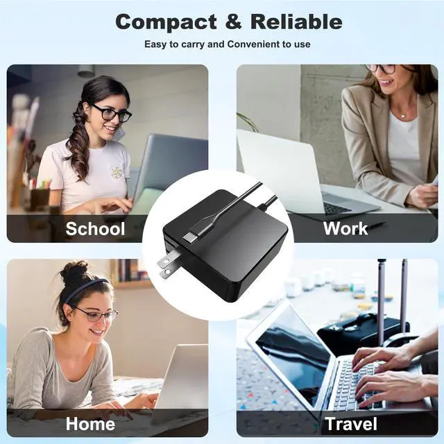 Alt view image 7 of 7 - 65W 45W USB C Laptop Charger Compatible with ASUS ZenBook 14 13 S13 C213 C214 C523 C436 C302C T302 UX371 UX490 UX390UA ADP-45EW B, ROG Ally Xbox R1 Z1 X Foldable Plug Type C Power Adapter