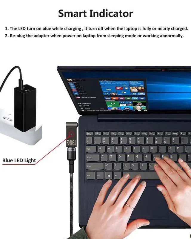 Alt view image 2 of 7 - USB C to Laptop Charger Converter, Type C to DC Compatible with Lenovo 20V 3.25A 65W with 4.0mm/1.7mm Plug, 100W PD, Charging Connector (4.0 x 1.7mm for Dell or Lenovo)