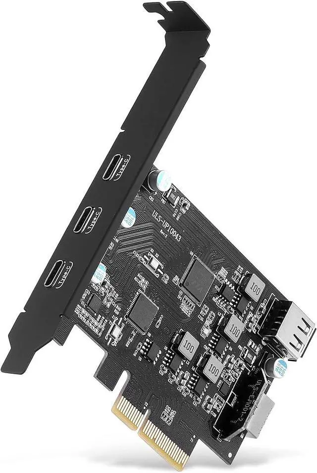 Alt view image 7 of 7 - PCI-E to USB 3.2 Expansion Card,3.2 gen2 10Gpbs (3X USB C, 1x USB A, 1x USB Type E A Key), USB C PCI Express Card, A-Key 20 Pin Header for Type C Front Panel Mount Adapter