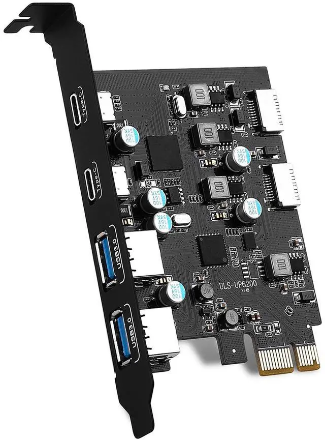 Main image of 6 Ports USB PCIE Card (2X Type-E Adapter,2X USB 3.0-C, 2X USB A) PCI Express Cards PC Front Panel Header for Windows 7/8/10 Linux and MacPro 4.1/5.1