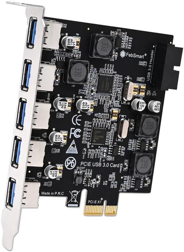Main image of 7-Ports Superspeed 5Gbps USB 3.0 PCIE Expansion Card, 5-Ports USB-A and an 19Pin USB 3.0 Header, Built in FebSmart Self-Powered Technology, No Need Additional Power Supply (FS-U7S-Pro)