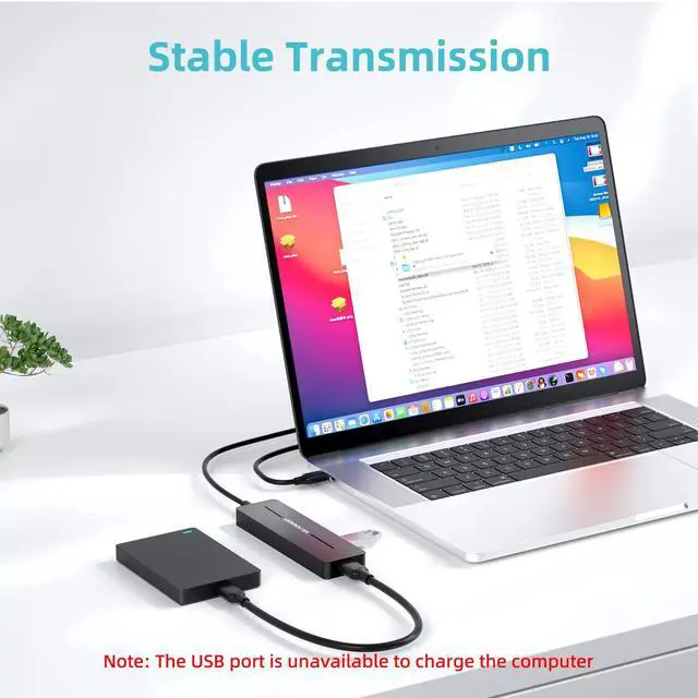 Alt view image 6 of 6 - USB Hub, 3.0 4-Port Ultra-Slim Data USB Expander with 4 FT Extended Cable Compatible with MacBook, Mac Pro, Mac mini, iMac, Surface Pro, XPS, PC, Flash Drive, Mobile HDD (Black)