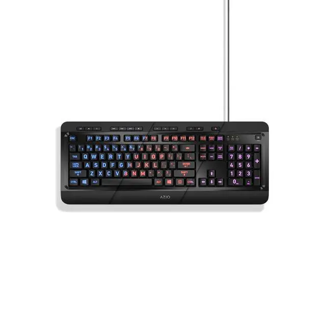 Alt view image 3 of 5 - Large Print Keyboard - USB Computer Keyboard with 3 Interchangeable Backlight Colors (KB505U)