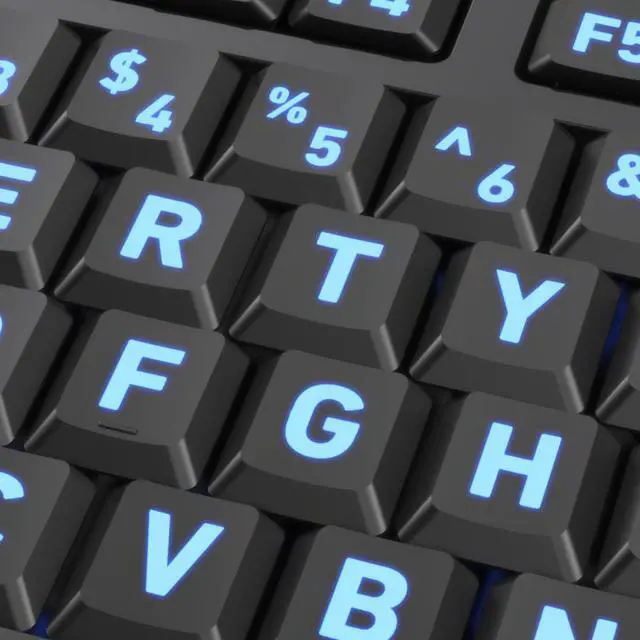 Alt view image 4 of 5 - Large Print Keyboard - USB Computer Keyboard with 3 Interchangeable Backlight Colors (KB505U)