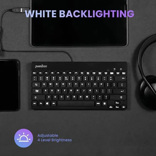 Alt view image 6 of 7 - PERIBOARD-326 Wired Mini Backlit USB Keyboard with Low Profile Keys, US English Layout (11607)