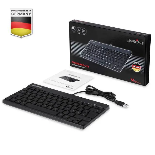 Alt view image 7 of 7 - PERIBOARD-326 Wired Mini Backlit USB Keyboard with Low Profile Keys, US English Layout (11607)