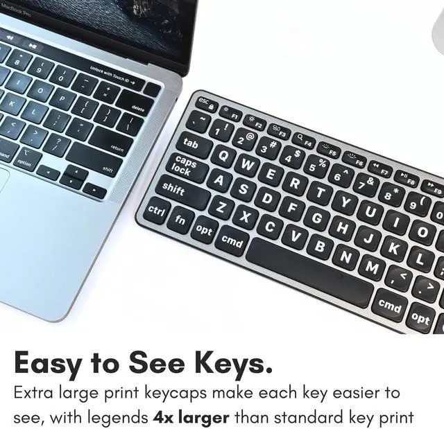 Alt view image 2 of 7 - Wired Keyboard for Mac (USB C + A) - Large Print and Backlit for Apple - 107 Key Full Size Large Letters USB C Keyboard for MacBook Pro/Air, Mac mini, iMac
