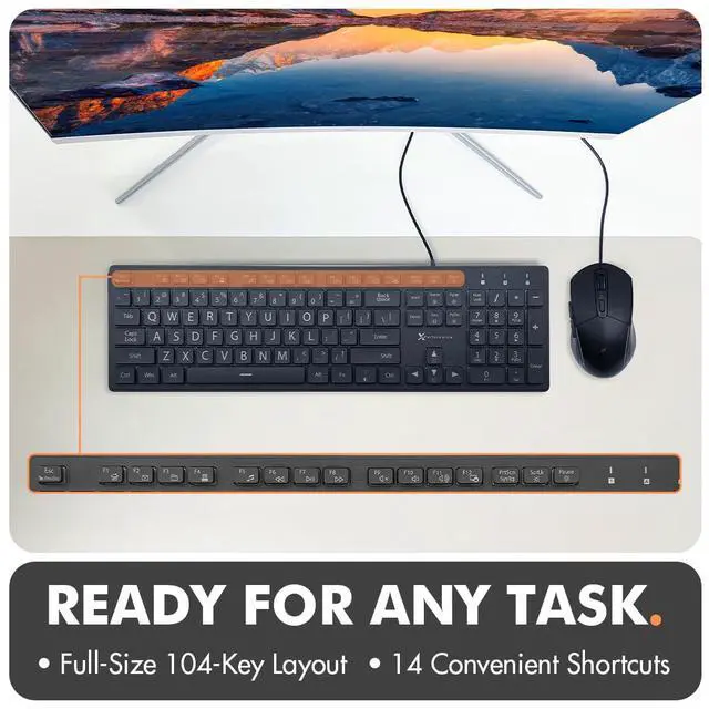 Alt view image 7 of 7 - Wired Keyboard and Mouse Combo - Large Print Backlit Keyboard and Mouse for Elderly, Low Vision, Visually Impaired - 7 LED Light Up Color, Lighted Large Letters for Laptop PC Computer USB