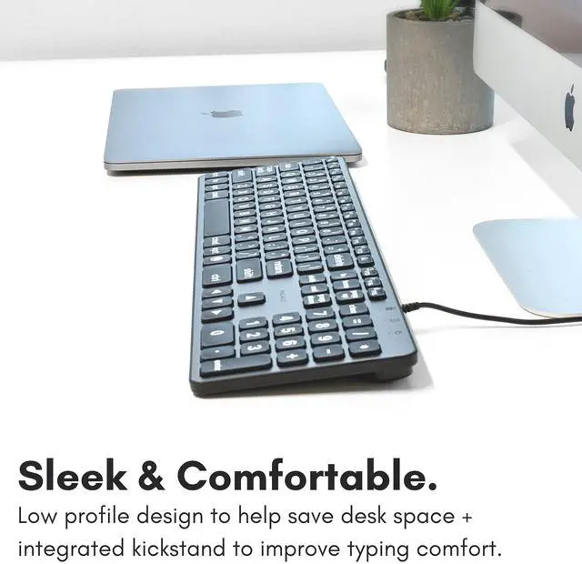 Alt view image 7 of 7 - Wired Keyboard for Mac (USB C + A) - Large Print and Backlit for Apple - 107 Key Full Size Large Letters USB C Keyboard for MacBook Pro/Air, Mac mini, iMac