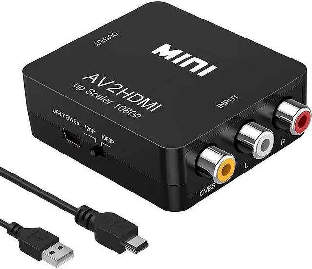 Main image of RCA to HDMI Converter, 1080P Mini RCA Composite CVBS AV to HDMI Video Audio Converter Adapter for PC Xbox PS4 PS3 VHS VCR DVD TV STB Support PAL/NTSC with USB Power Cable