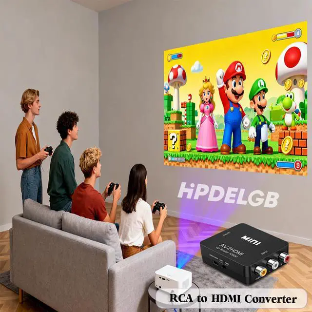 Alt view image 3 of 7 - RCA to HDMI Converter, 1080P Mini RCA Composite CVBS AV to HDMI Video Audio Converter Adapter for PC Xbox PS4 PS3 VHS VCR DVD TV STB Support PAL/NTSC with USB Power Cable