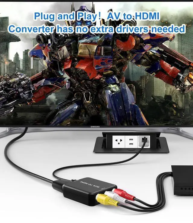 Alt view image 2 of 7 - RCA to HDMI Converter, AV to HDMI Converter, Composite to HDMI Adapter Supports PAL/NTSC for PS2/VHS/VCR/Blue-Ray DVD ect.